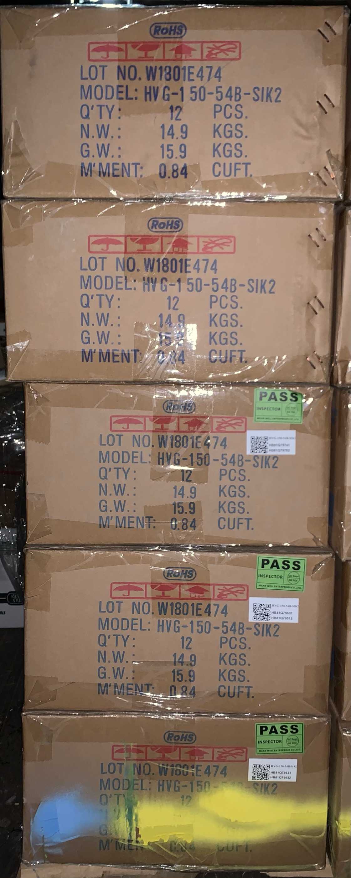New - Lot of 60 - Mean Well HVG-150-54B-SIK2 LED Power Supply Driver - ELECTRICAL COMPONENTS