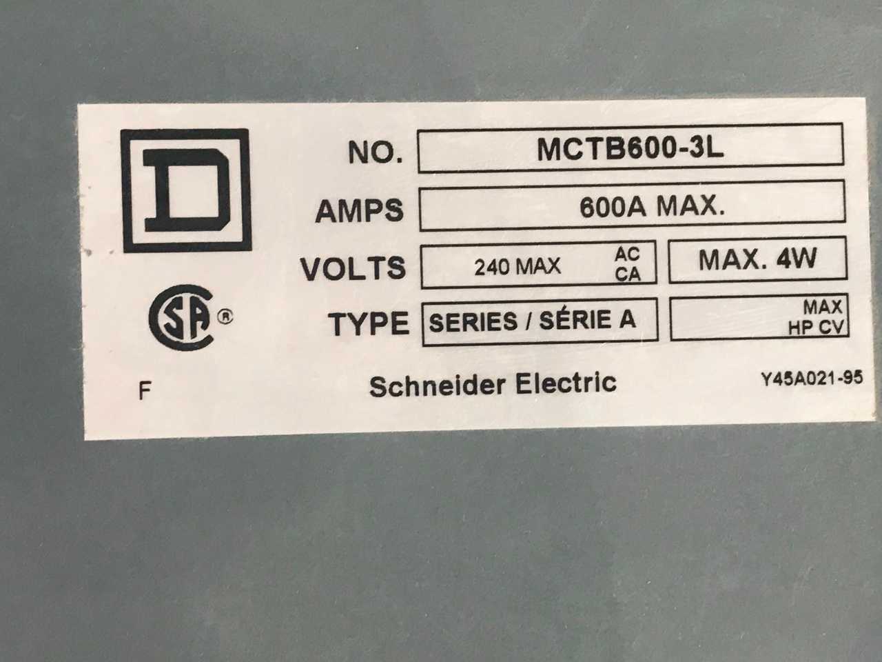 SQUARE D MCTB600-3L 600A 3-WIRE TAP BOX KIT (QTY 1) - INDUSTRIAL PARTS