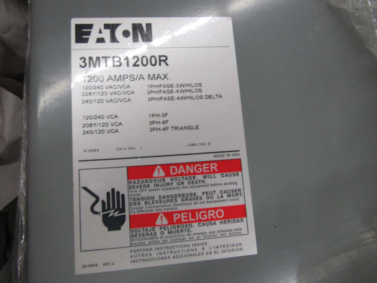 Quantity of 1 New Surplus Eaton 3MTB1200R Meter Breaker Panel 1200A 120V 3 Ph NEMA 3R - ELECTRICAL COMPONENTS