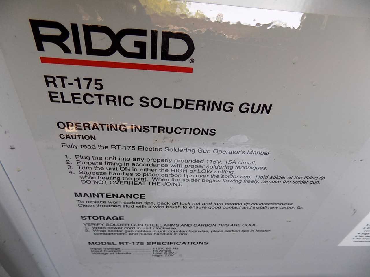 RIGID RT-175 SOLDERING GUN KIT - MISCELLANEOUS