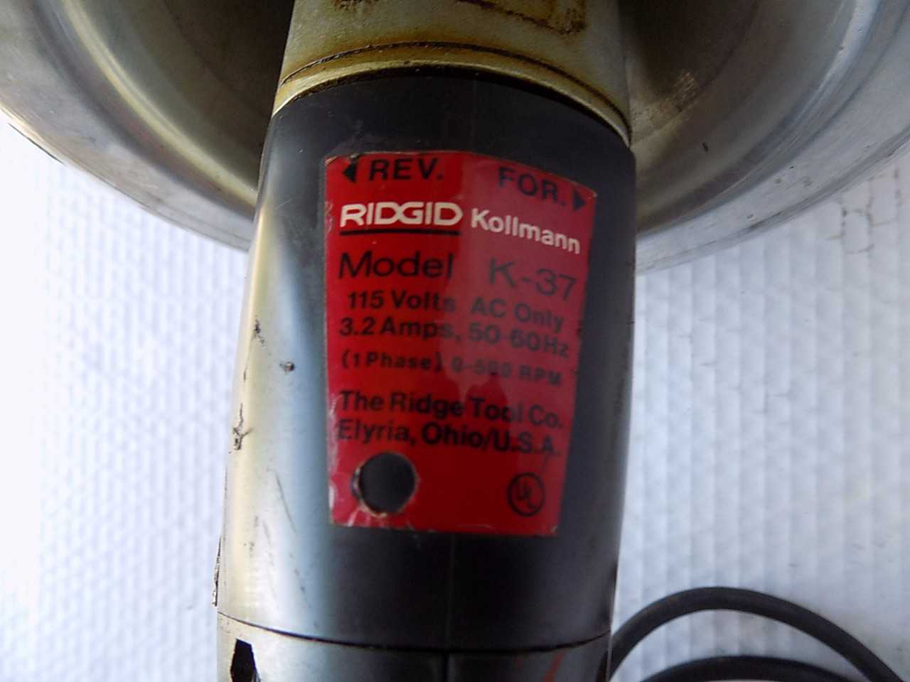 RIGID MODEL K-37 PIPE AND DRAIN CLEANING EQUIPMENT - MISCELLANEOUS
