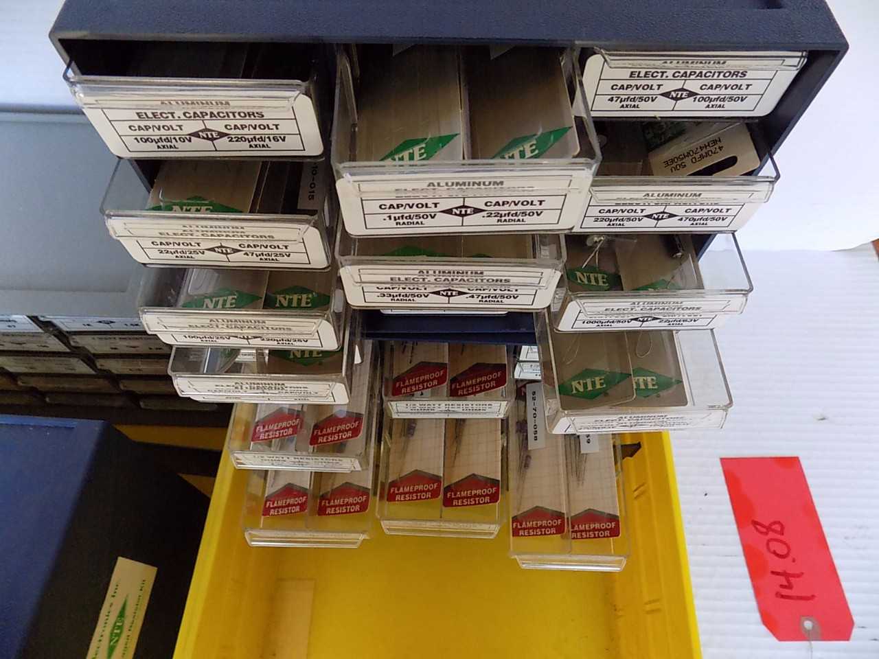 LOT OF NTE CAPACITORS, RESISTORS - MISCELLANEOUS