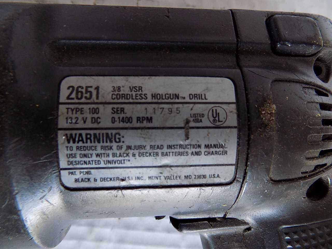 BLACK AND DECKER 2651 CORDLESS DRILL - MISCELLANEOUS