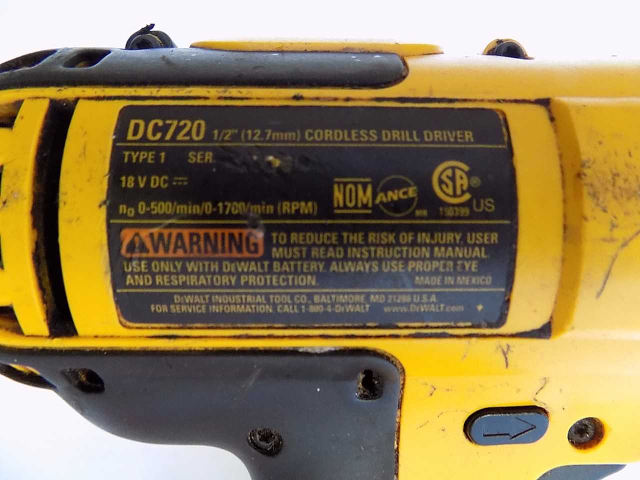 DEWALT DC720 CORDLESS DRILL 18 V - MISCELLANEOUS