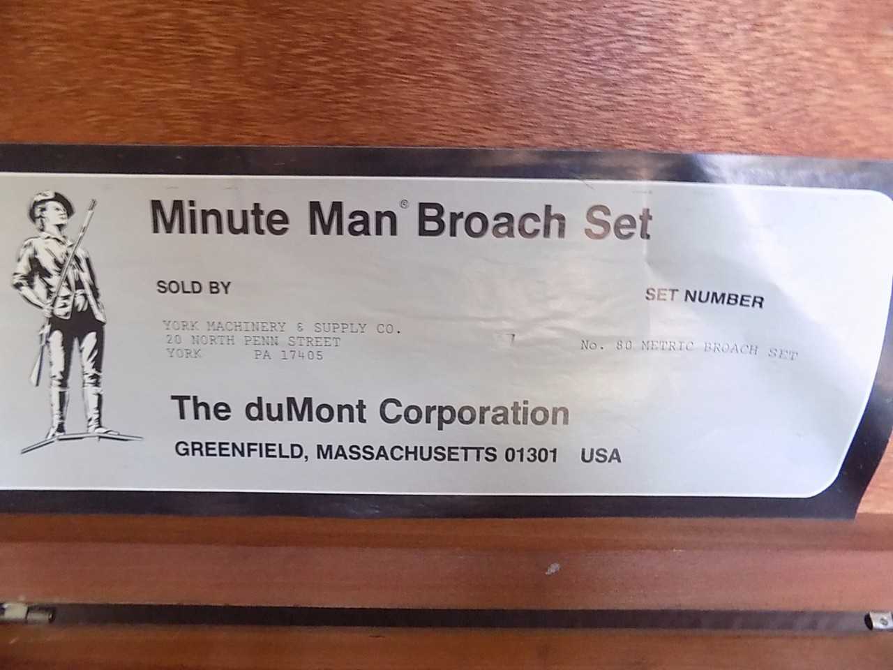 DUMONT MINUTE MAN BROACH SET NUMBER 80 METRIC - MISCELLANEOUS