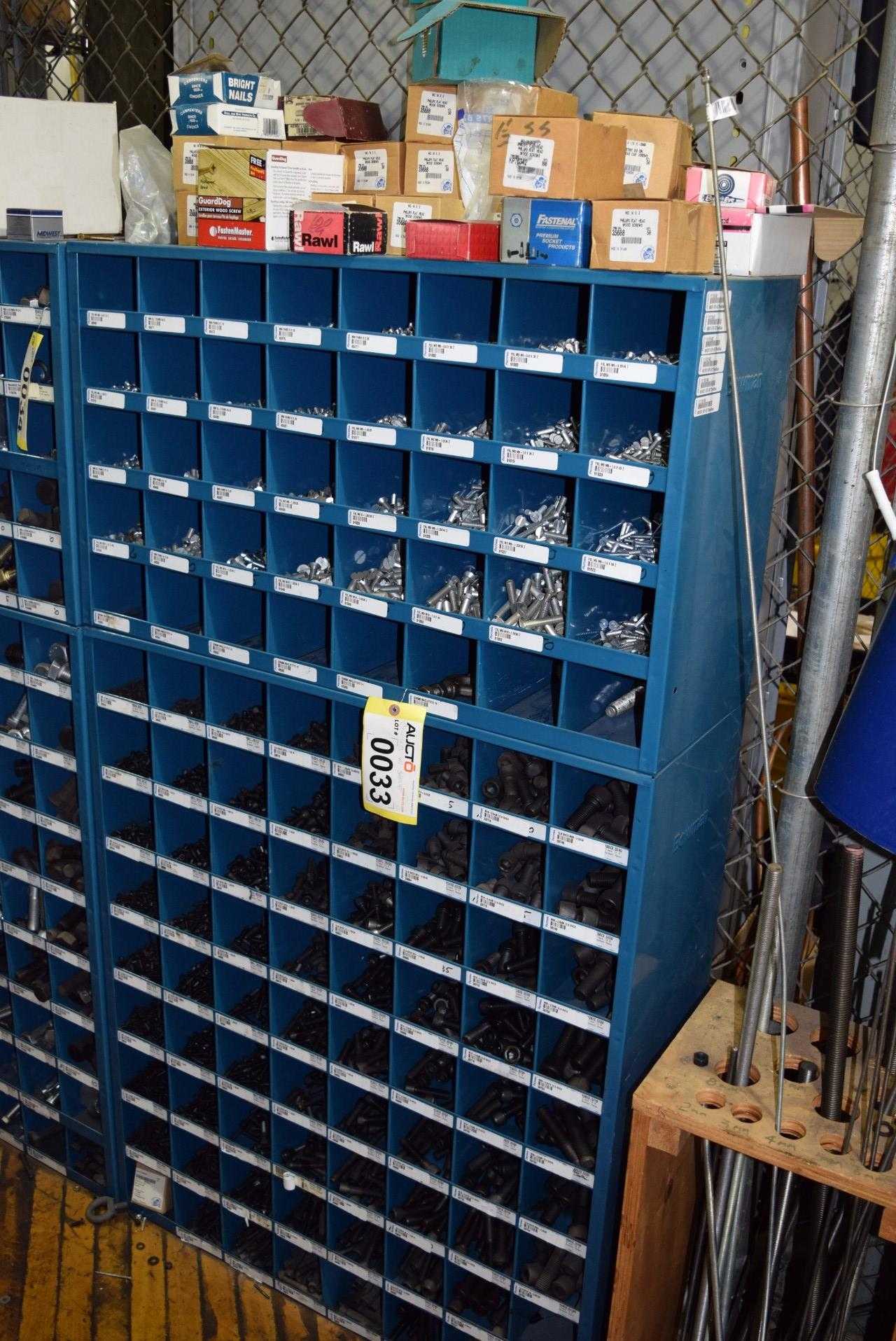 STEEL PIGEON HOLE SHELF WITH CONTENTS - MISCELLANEOUS STEEL PIGEON HOLE SHELF WITH CONTENTS - MISCELLANEOUS