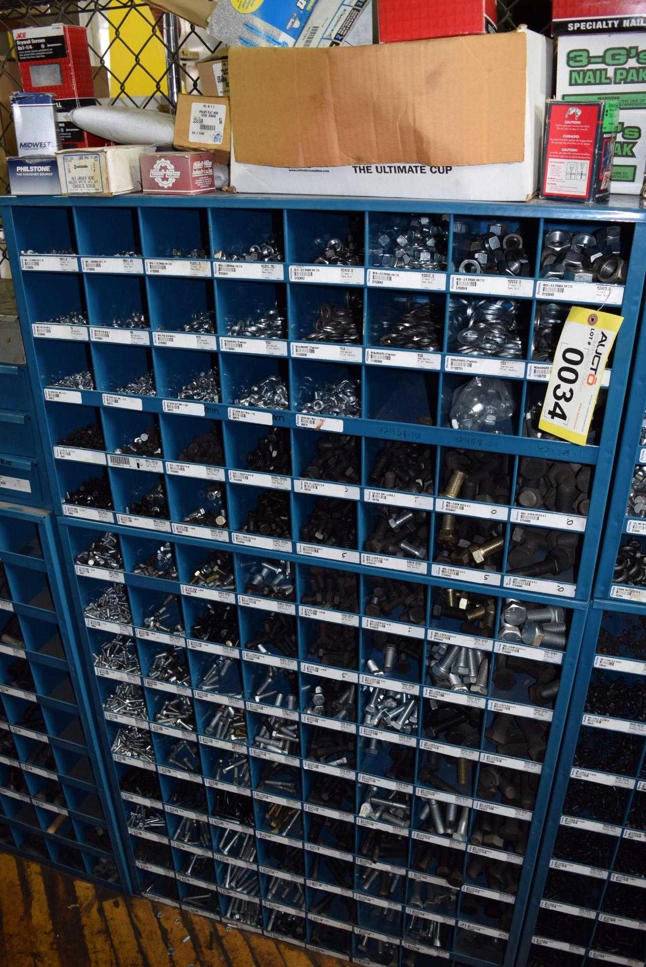 STEEL PIGEON HOLE SHELF WITH CONTENTS - MISCELLANEOUS STEEL PIGEON HOLE SHELF WITH CONTENTS - MISCELLANEOUS