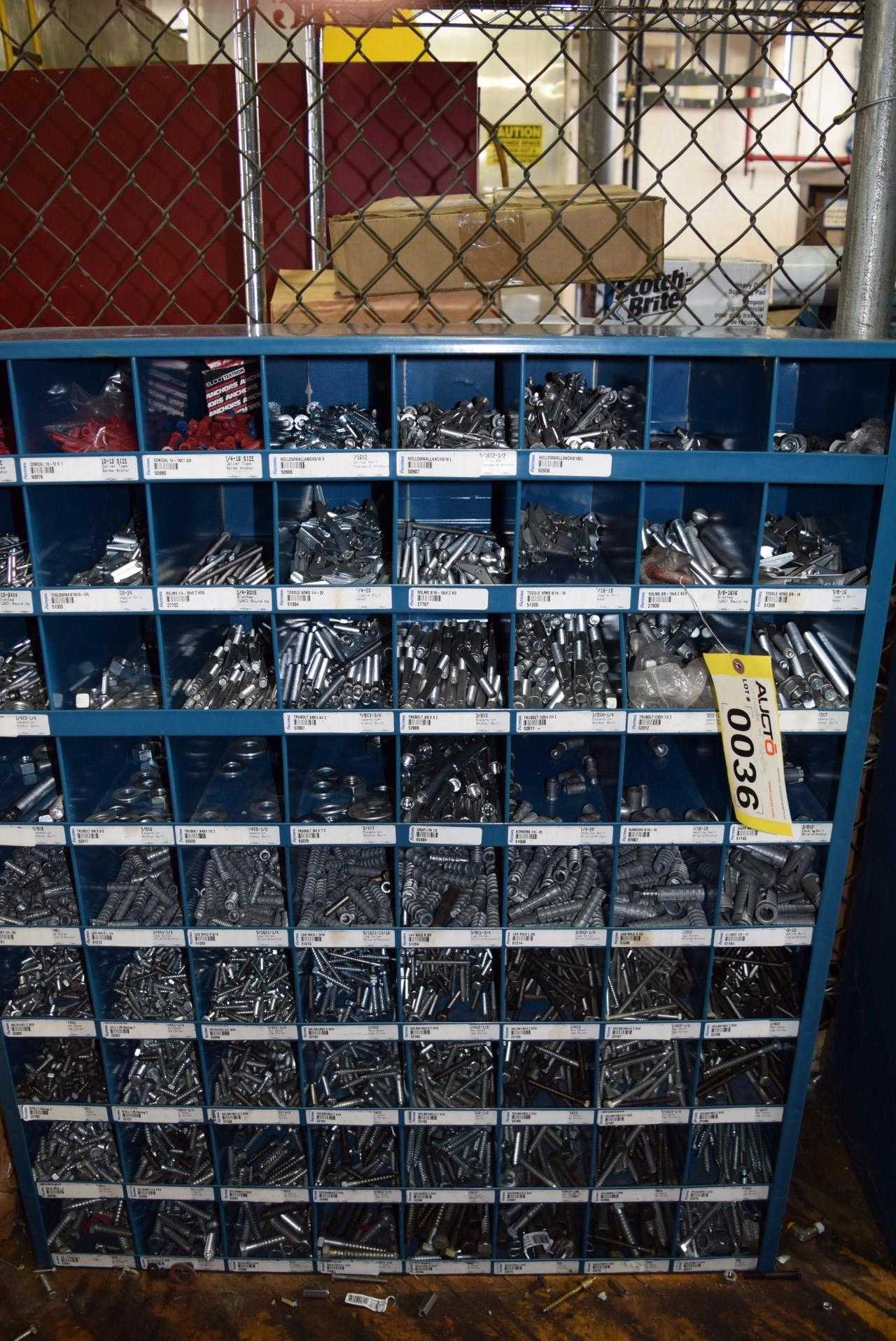 STEEL PIGEON HOLE SHELF WITH CONTENTS - MISCELLANEOUS STEEL PIGEON HOLE SHELF WITH CONTENTS - MISCELLANEOUS