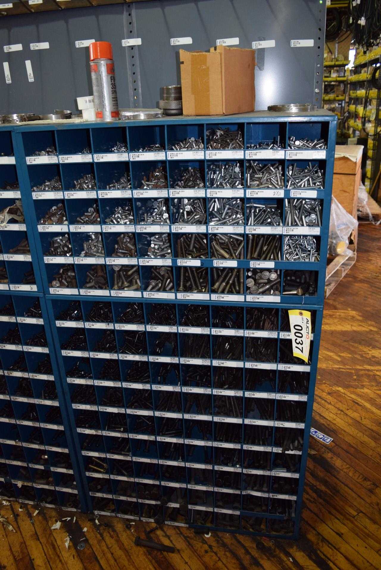 STEEL PIGEON HOLE SHELF WITH CONTENTS - MISCELLANEOUS STEEL PIGEON HOLE SHELF WITH CONTENTS - MISCELLANEOUS