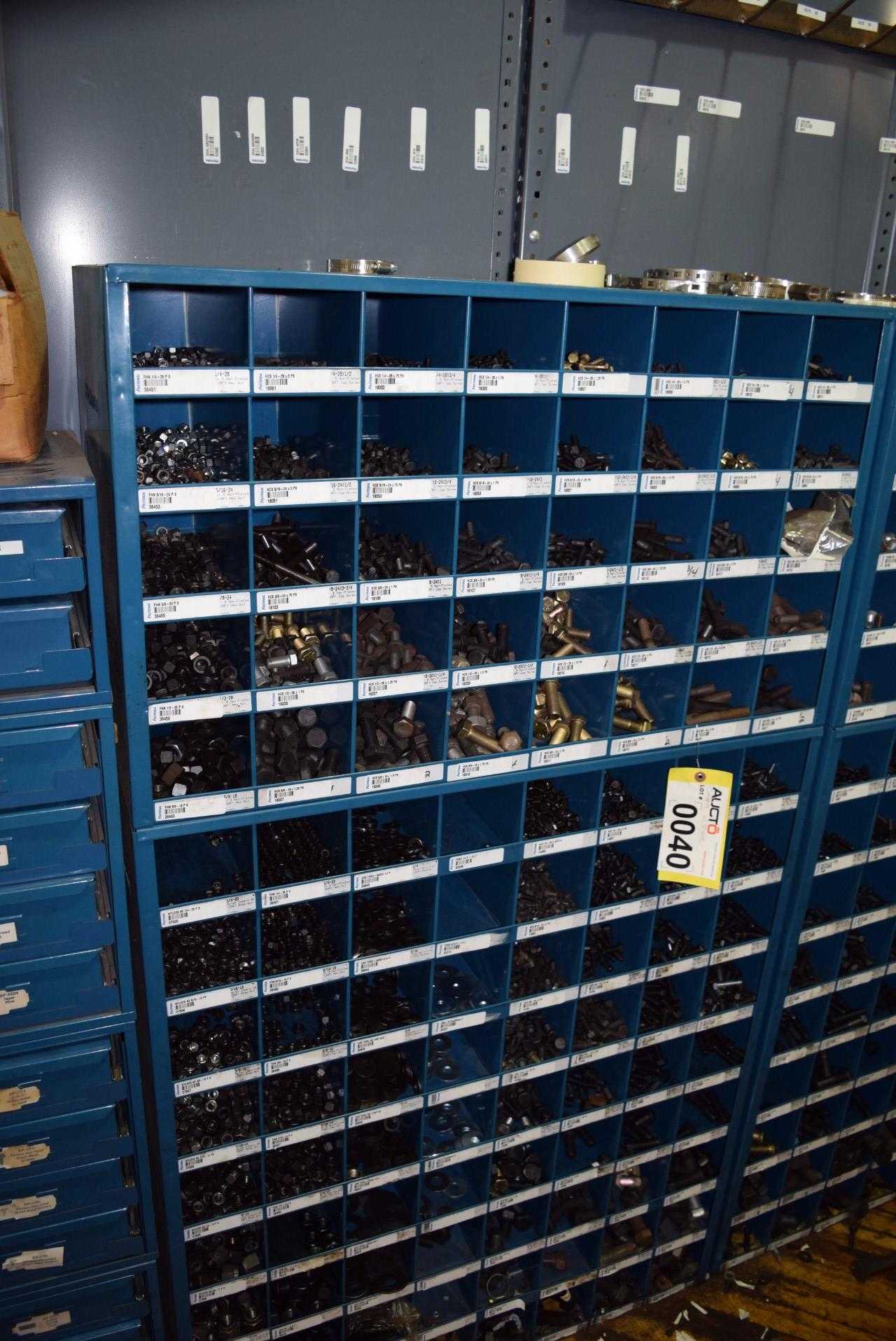 STEEL PIGEON HOLE SHELF WITH CONTENTS - MISCELLANEOUS STEEL PIGEON HOLE SHELF WITH CONTENTS - MISCELLANEOUS