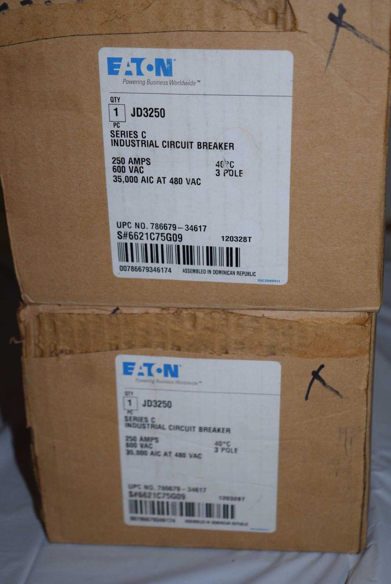 LOT OF 2 CUTLER HAMMER JD3250 BREAKER 250 A 600 V - MISCELLANEOUS