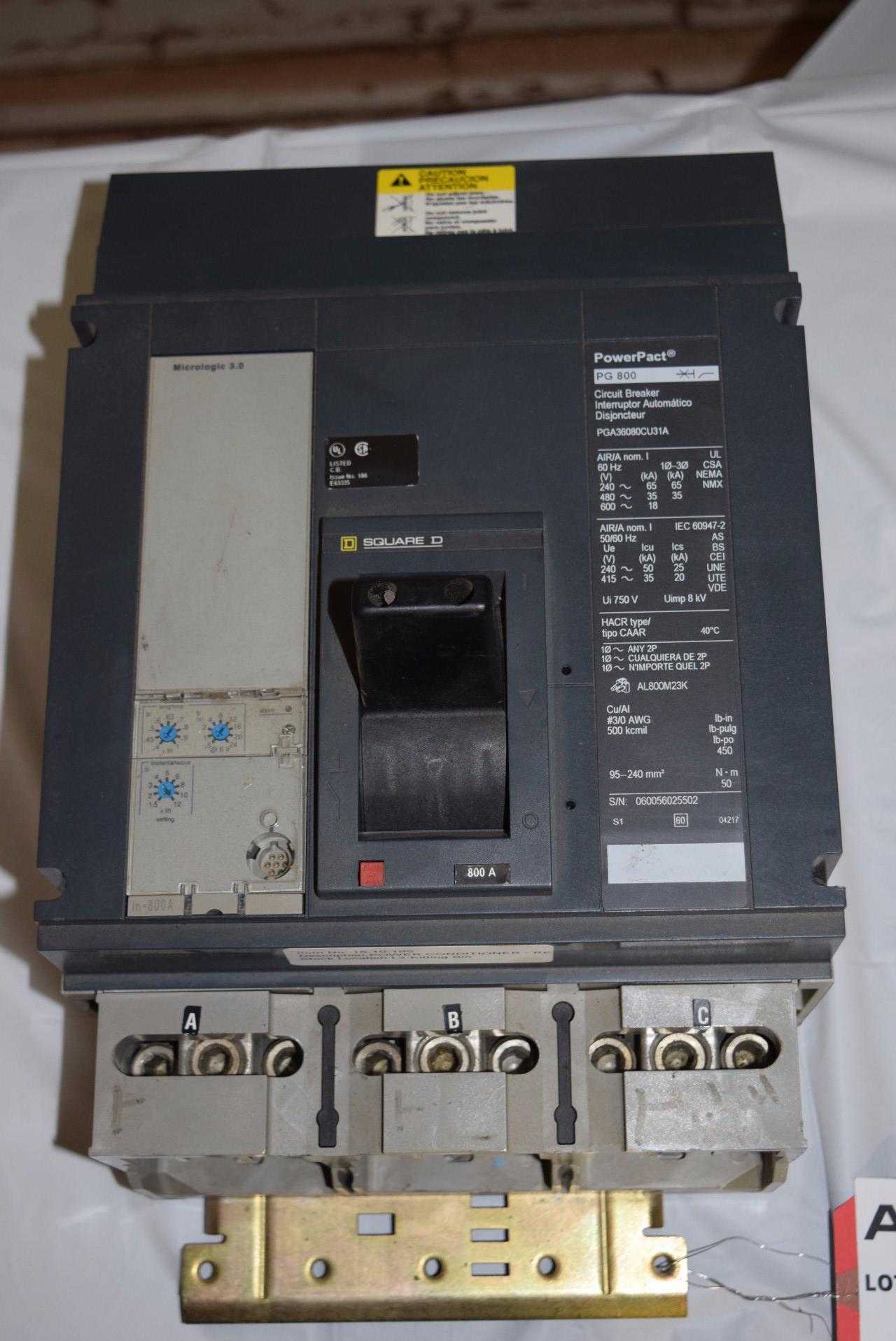 SQUARE D PG800 POWERPACT BREAKER 800 A PGA36080CU31A - MISCELLANEOUS
