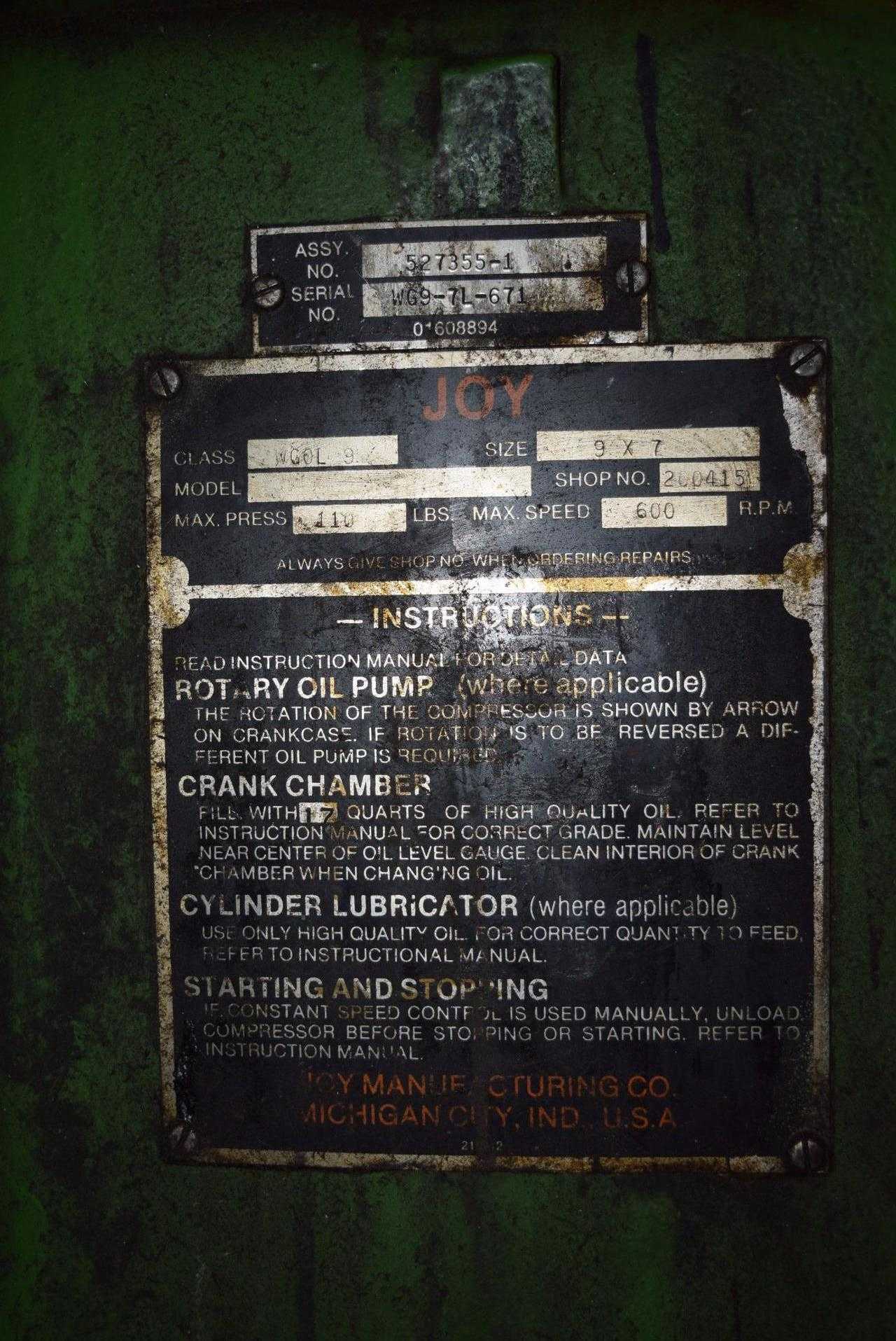 JOY WGOL9 9 X 7 110 PSI AIR COMPRESSOR - MISCELLANEOUS