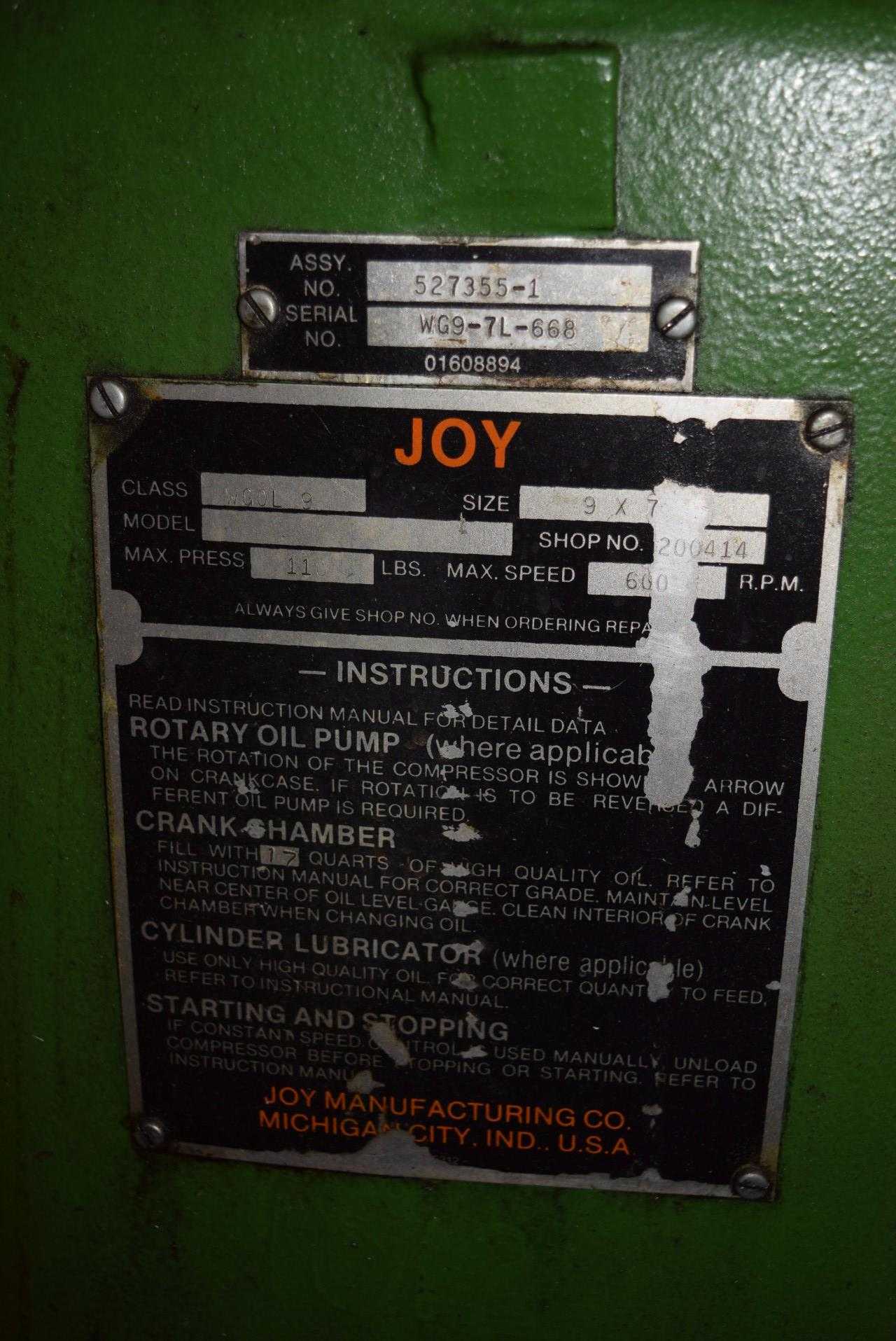JOY WGOL9 9 X 7 110 PSI AIR COMPRESSOR - MISCELLANEOUS