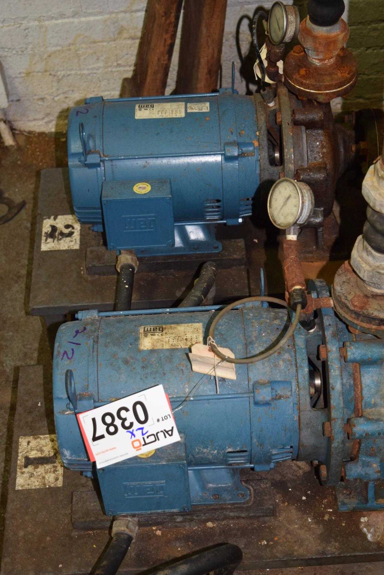 2 X INGERSOLL RAND H2 2 X 1.5 X 8 B IRON CENTRIFUGAL PUMPS WITH WEG 10 HP DC MOTOR - MISCELLANEOUS