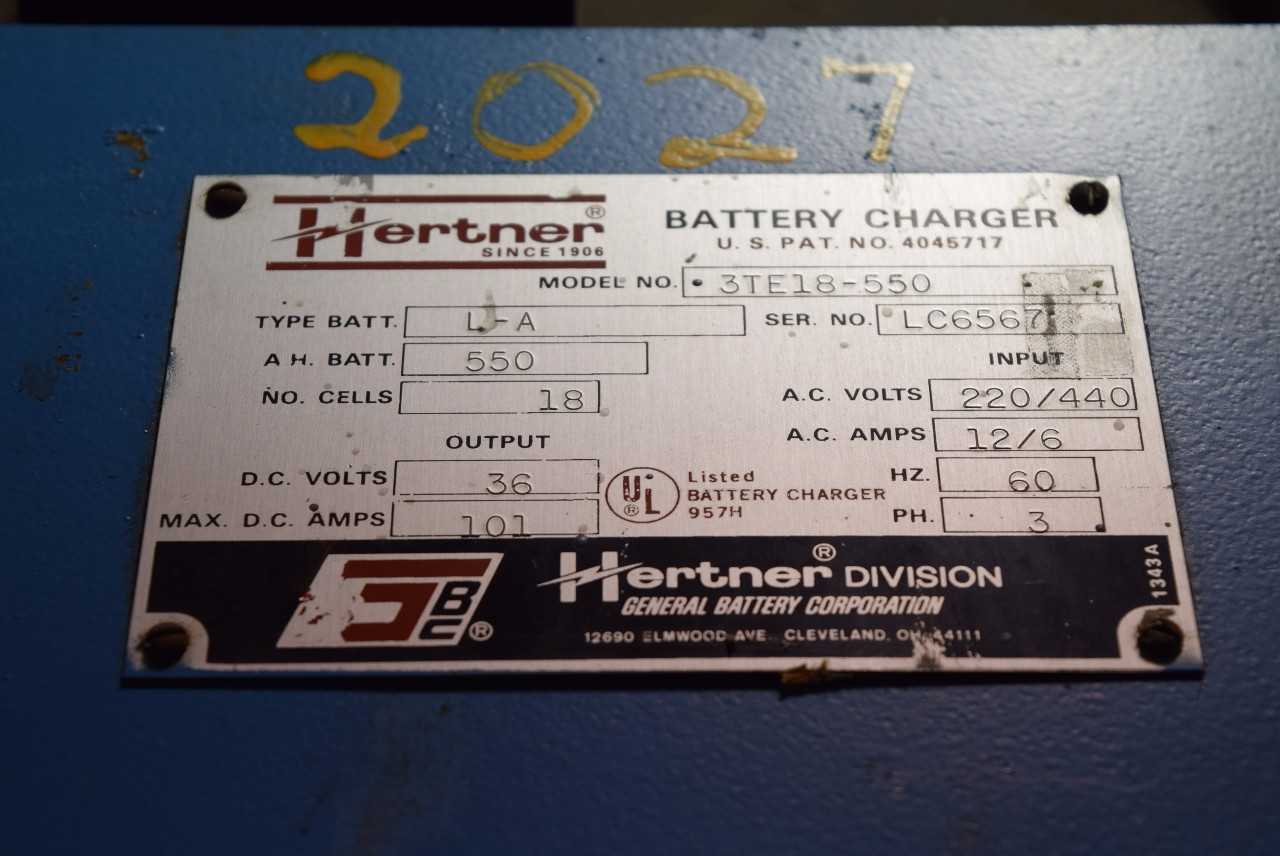 HERTNER 3TE18-550 36 INPUT 220/440 VAC OUTPUT 36 VDC BATTERY CHARGER - MISCELLANEOUS