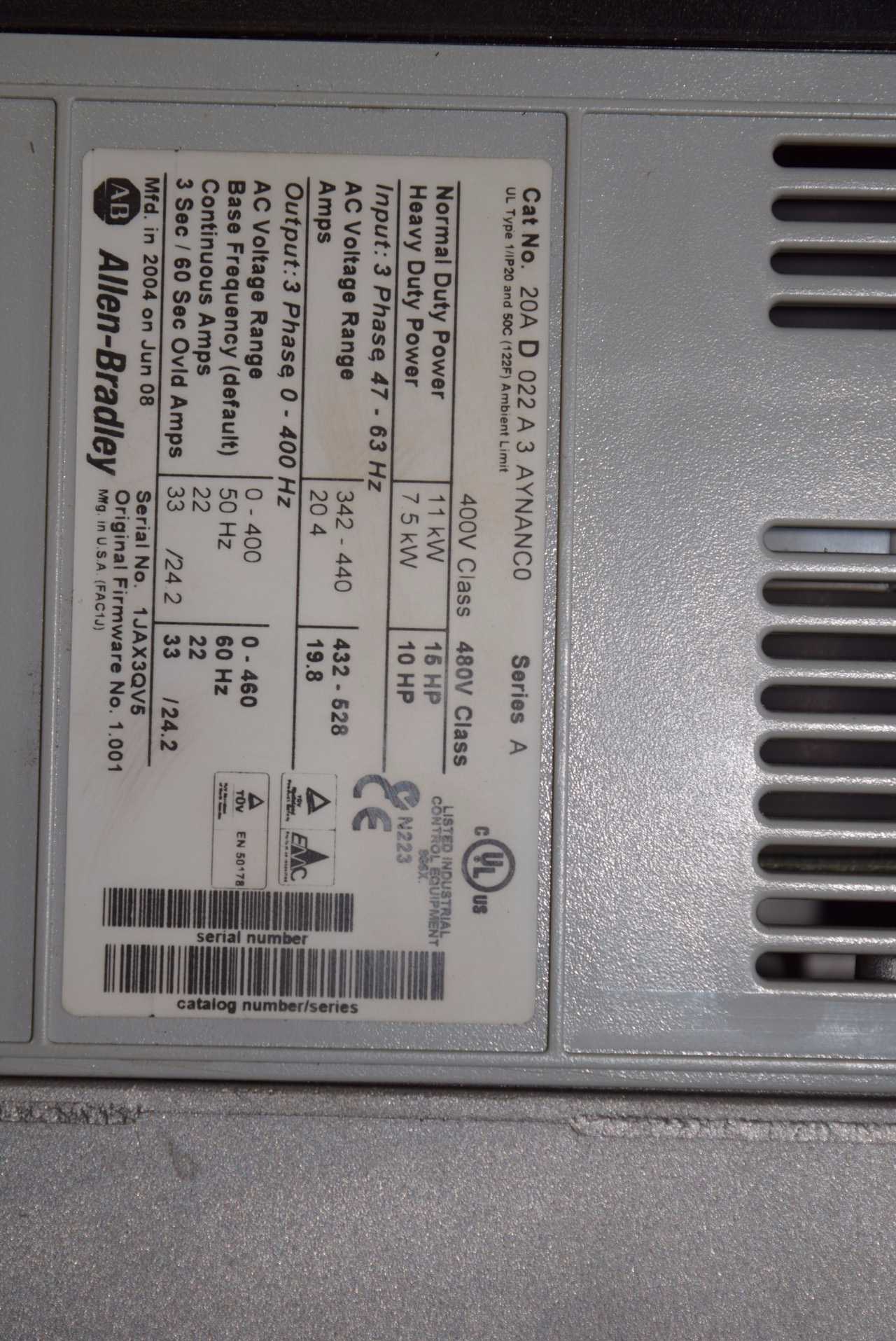 ALLEN BRADLEY POWERFLEX 70 15 HP MOTOR DRIVE - MISCELLANEOUS