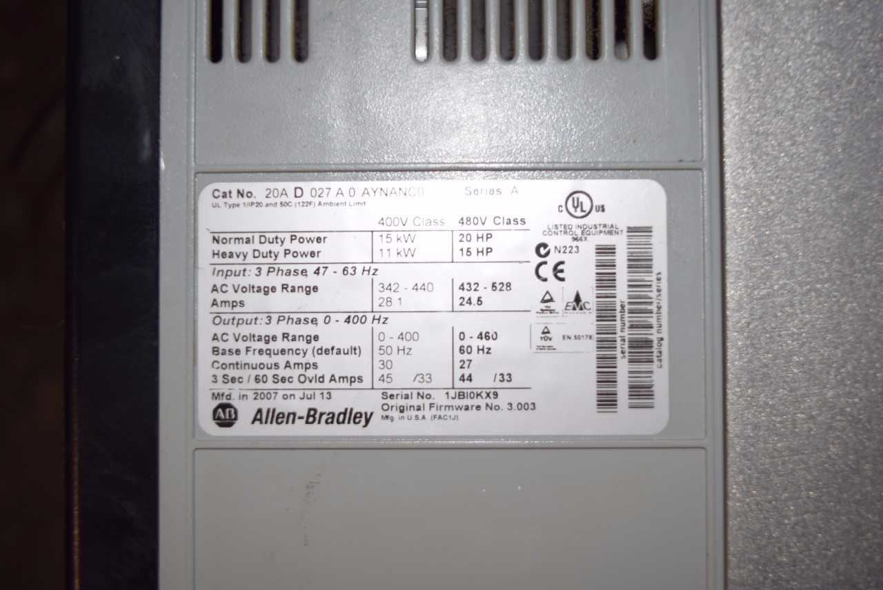 ALLEN BRADLEY POWERFLEX 70 20 HP MOTOR DRIVE - MISCELLANEOUS