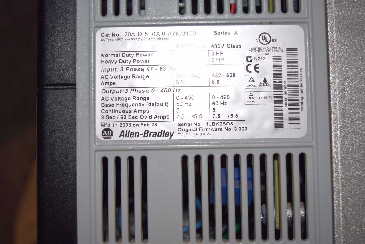 ALLEN BRADLEY POWERFLEX 70 3 HP MOTOR DRIVE - MISCELLANEOUS