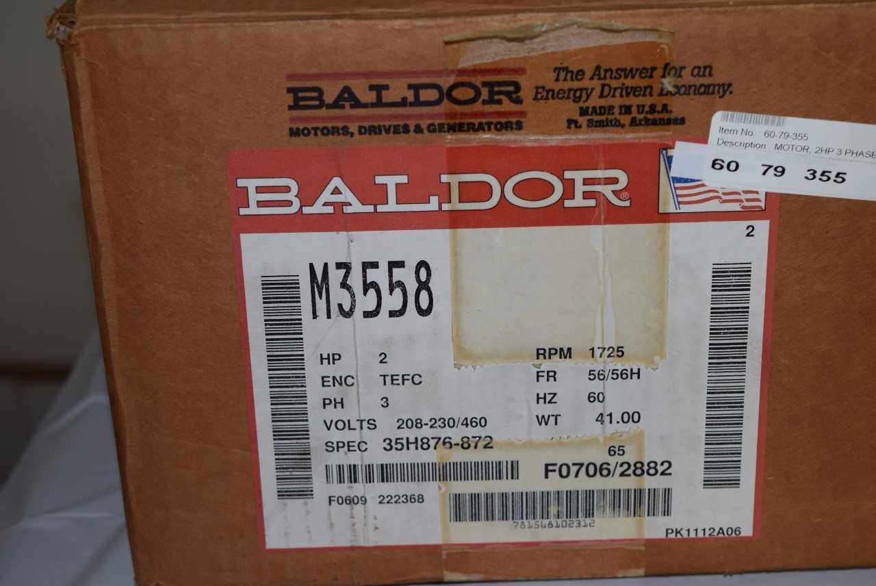BALDOR M3558 AC MOTOR 2 HP 1725 RPM 56 IN FRAME 230/460 V - MISCELLANEOUS