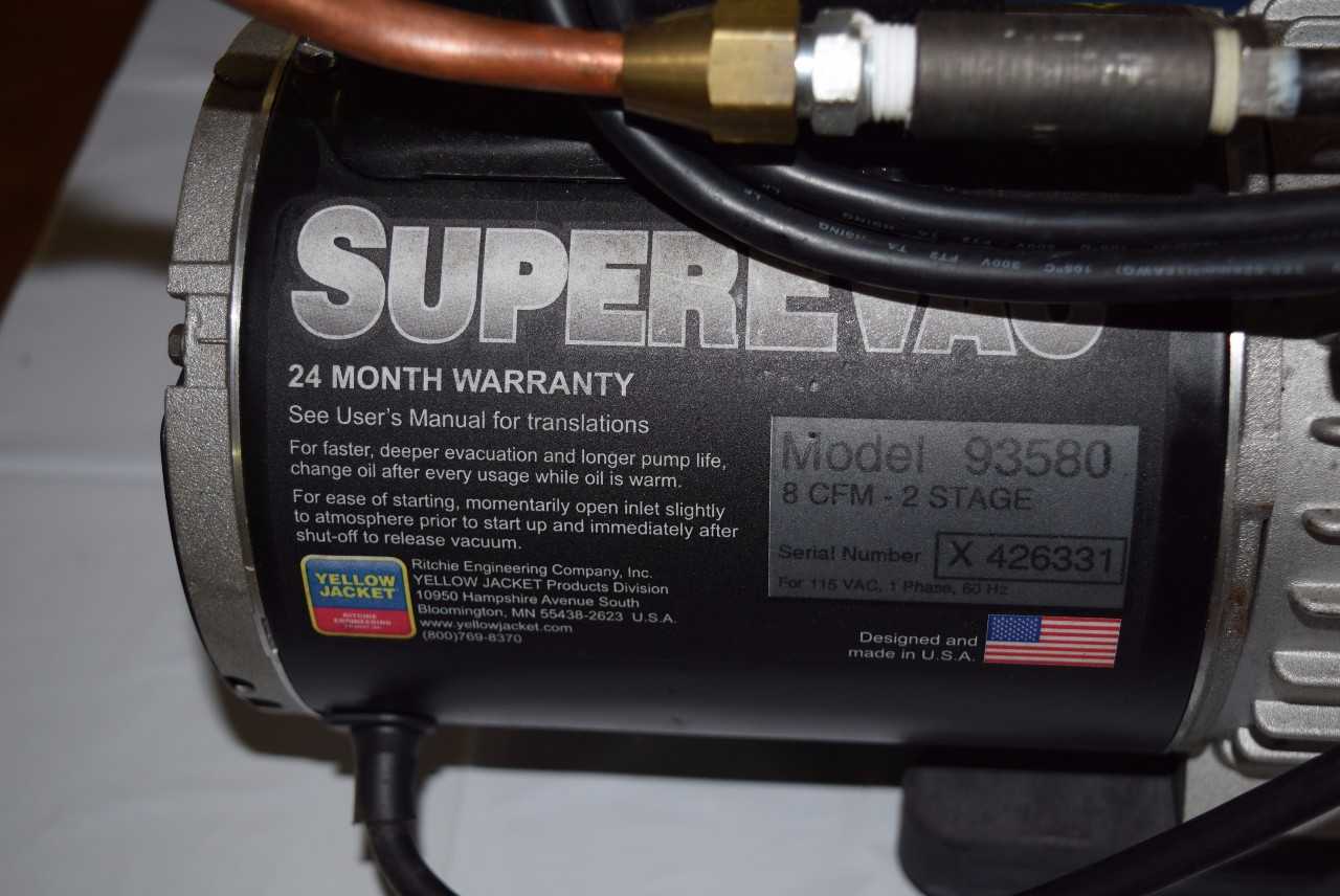 YELLOW JACKET SUPEREVAC 8 93580 VACUUM PUMP - MISCELLANEOUS