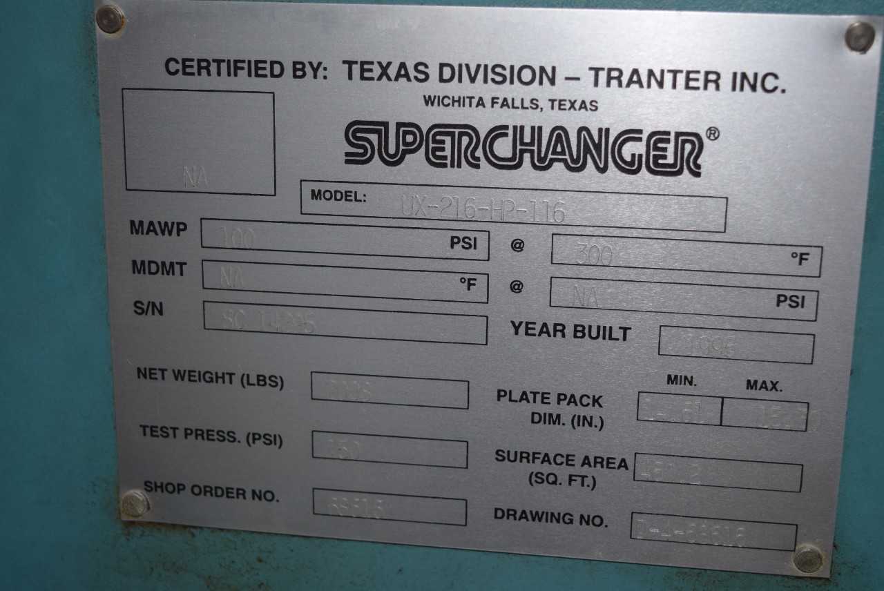 SUPERCHANGER UX-216-HP-116 HEAT EXCHANGER - MISCELLANEOUS