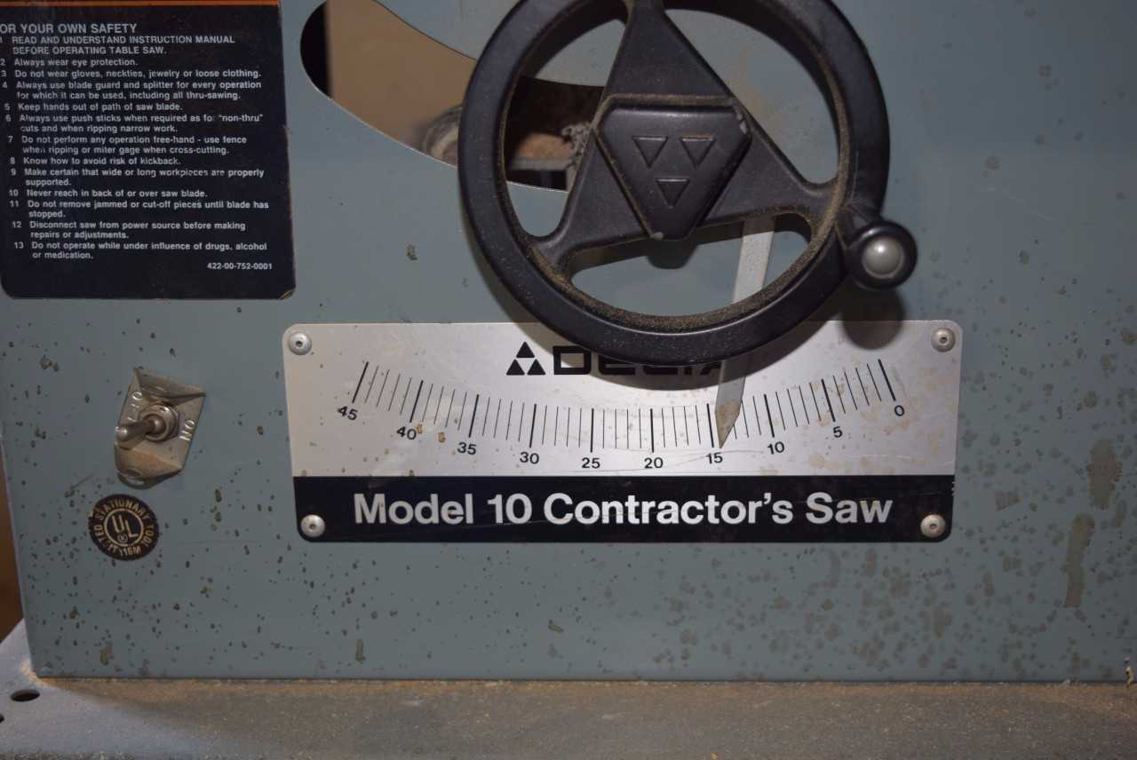 DELTA MODEL 10 CONTRACTOR TABLE SAW - MISCELLANEOUS