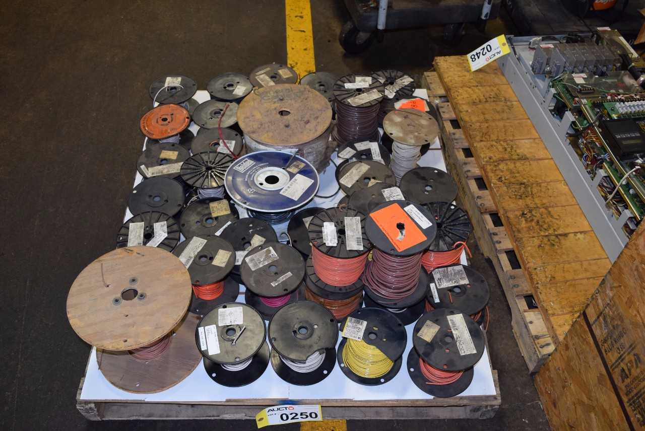 1 PALLET OF ASSORTED WIRE SPOOLS - MISCELLANEOUS