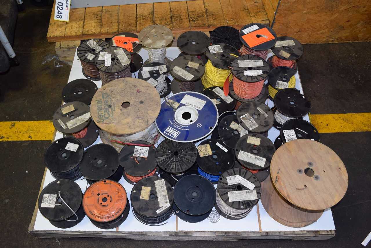 1 PALLET OF ASSORTED WIRE SPOOLS - MISCELLANEOUS