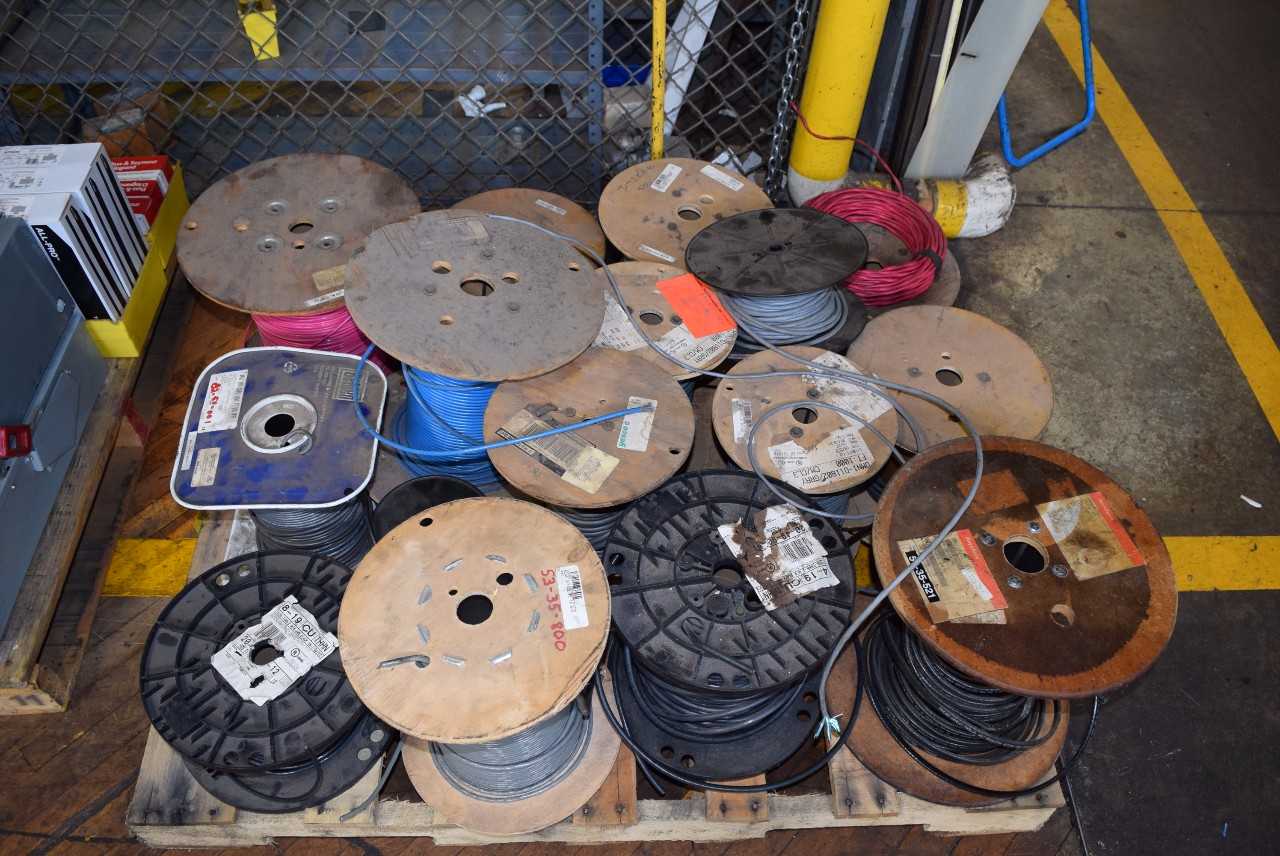 1 PALLET OF ASSORTED WIRE SPOOLS - MISCELLANEOUS