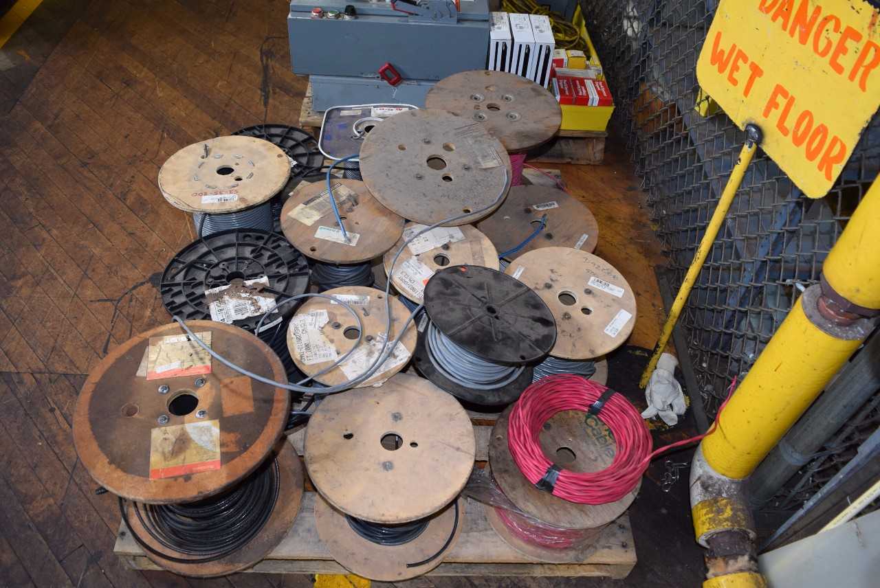 1 PALLET OF ASSORTED WIRE SPOOLS - MISCELLANEOUS