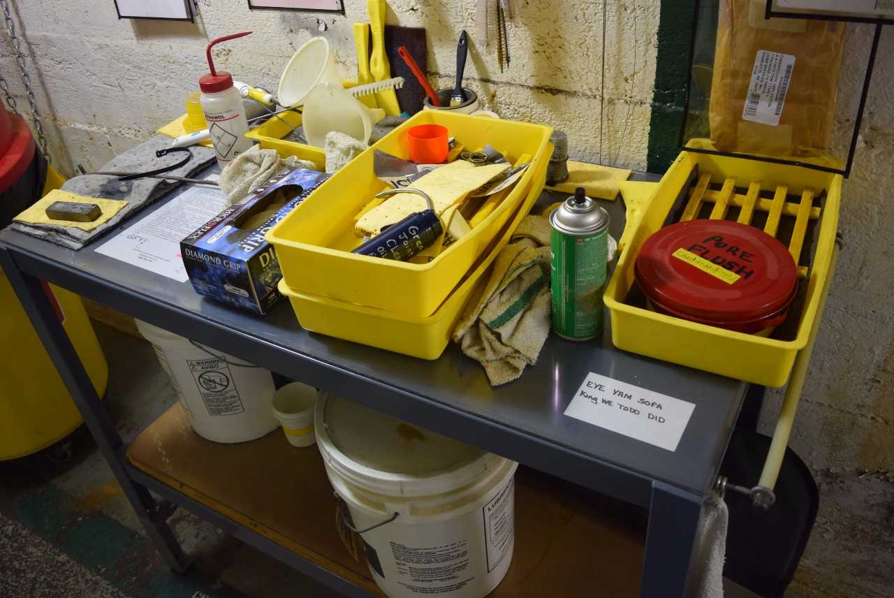 STEEL TABLE WITH CONTENTS - MISCELLANEOUS