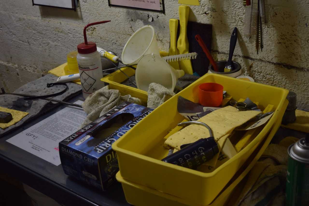 STEEL TABLE WITH CONTENTS - MISCELLANEOUS
