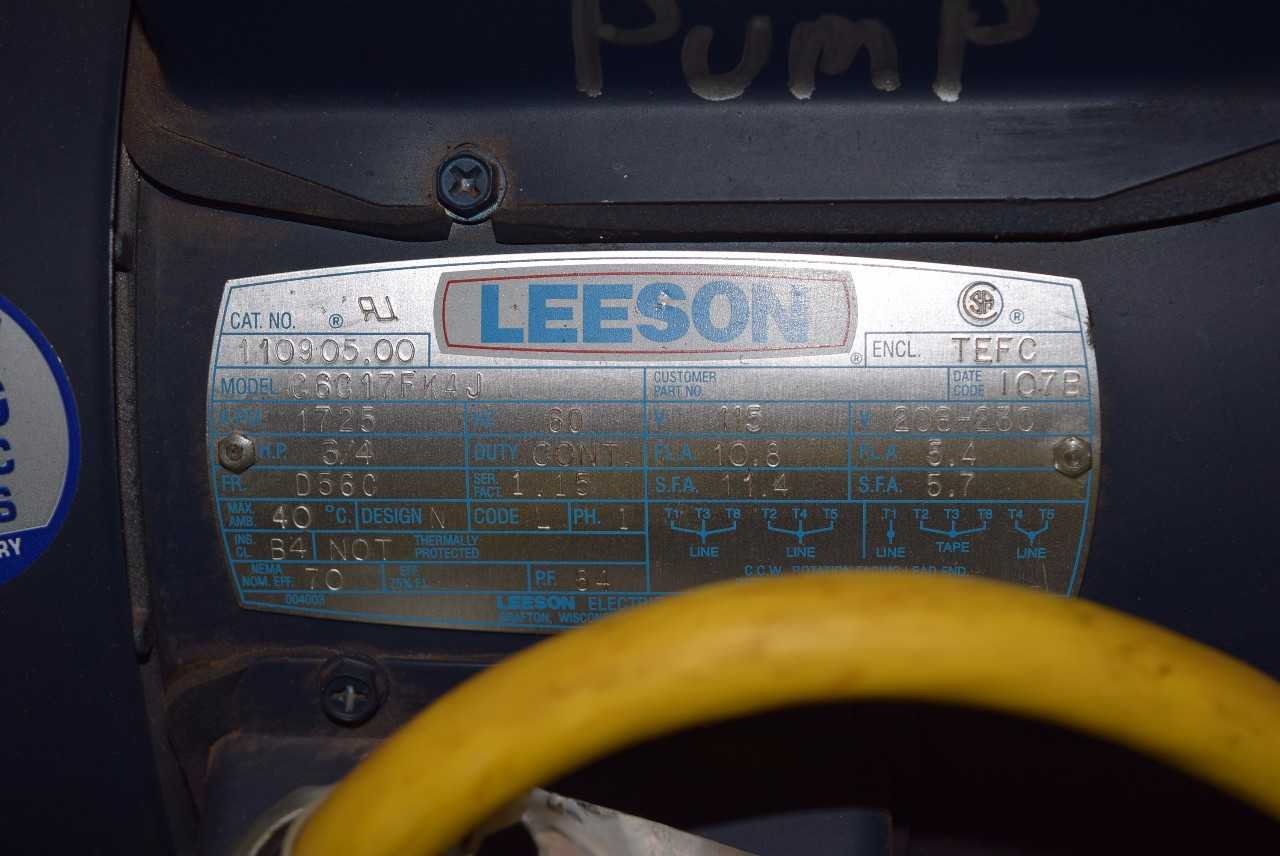 GEAR PUMP WITH LEESON C6C17FK4J 3/4 HP MOTOR WITH STEEL ROLLING CART - MISCELLANEOUS