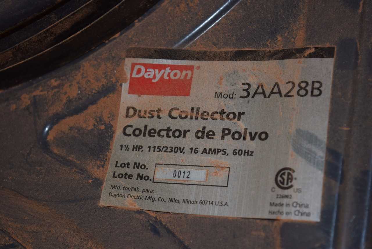 DAYTON 3AA28B DUST COLLECTOR 1.5 HP 115/230 V - MISCELLANEOUS