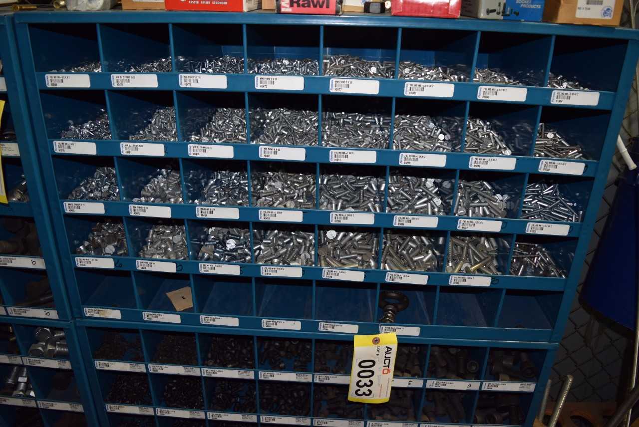 STEEL PIGEON HOLE SHELF WITH CONTENTS - MISCELLANEOUS