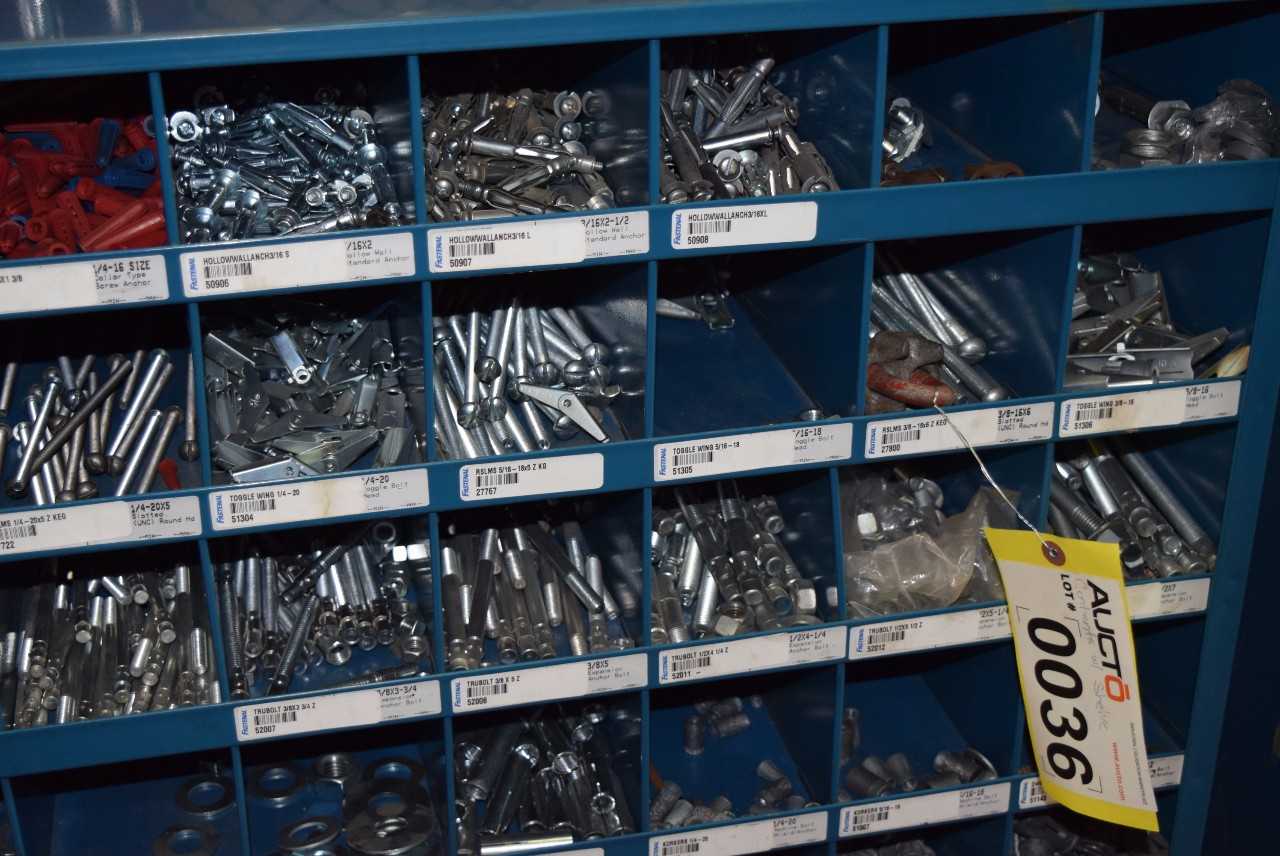 STEEL PIGEON HOLE SHELF WITH CONTENTS - MISCELLANEOUS