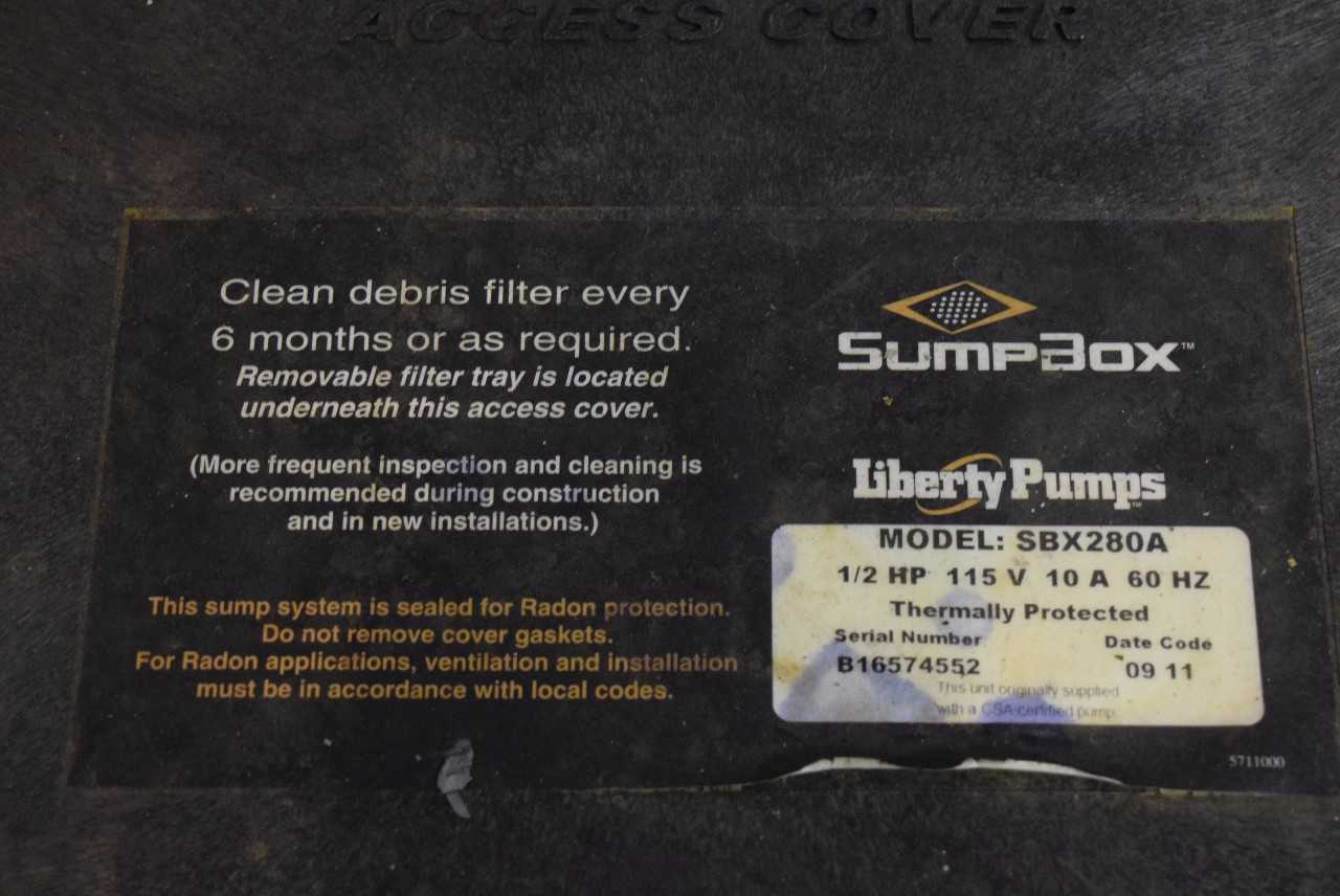 SUMPBOX LIBERTY PUMP SBX280A 1/2 HP 115 V 10 Z 60 HZ SUMP PUMP - MISCELLANEOUS