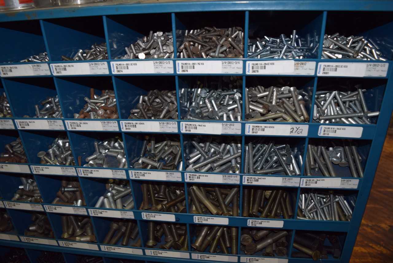 STEEL PIGEON HOLE SHELF WITH CONTENTS - MISCELLANEOUS