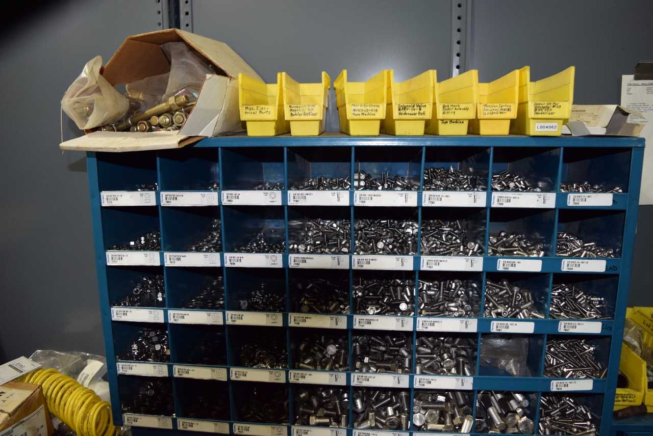 STEEL PIGEON HOLE SHELF WITH CONTENTS - MISCELLANEOUS