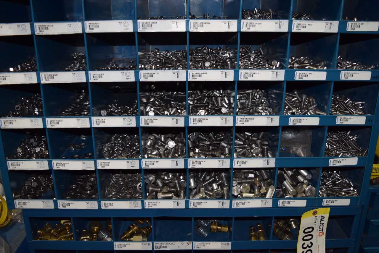 STEEL PIGEON HOLE SHELF WITH CONTENTS - MISCELLANEOUS