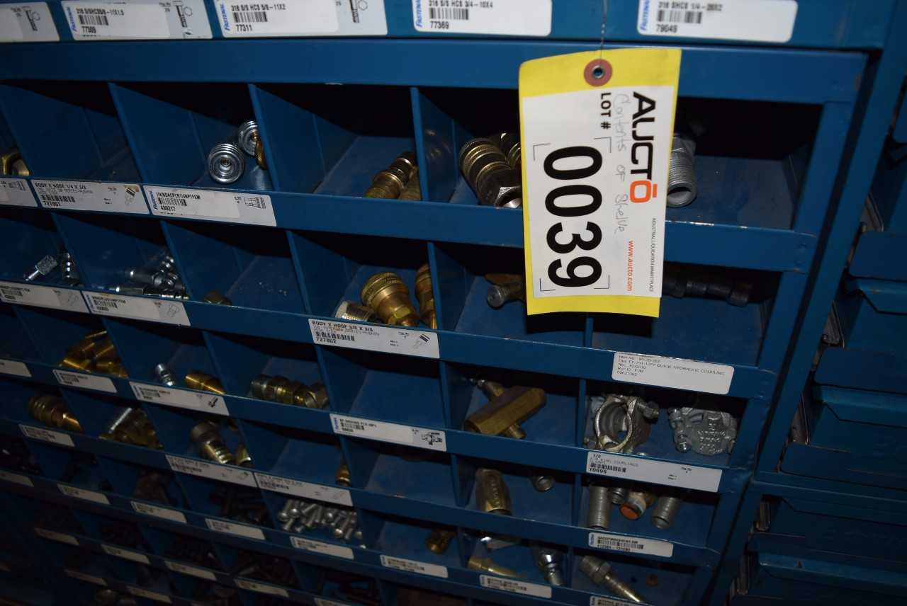 STEEL PIGEON HOLE SHELF WITH CONTENTS - MISCELLANEOUS