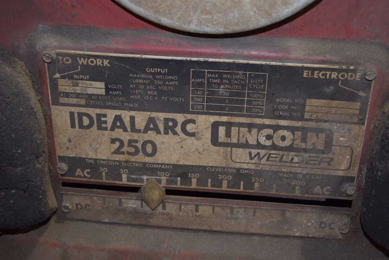 LINCOLN IDEALARC 250 MODEL 250-250 WELDER - MISCELLANEOUS