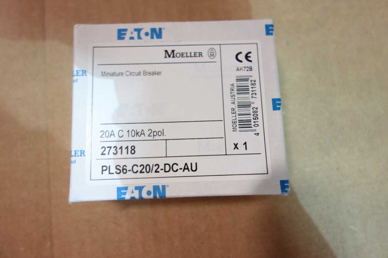 LOT OF EATON MOELLER CIRCUIT BREAKERS 2 POLE 20 AMP 10KA DC\ RATED PLS6-C20/2DC - CIRCUIT BREAKERS