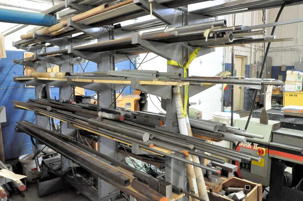 Various Alloys Solid and Hollow Round and Solid Flat Bar Stock on 1 Cantilever Rack Cantilever Rack Not Included - MATERIAL HANDLING