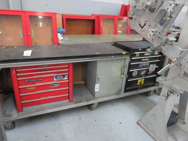 (2) Snap On Tool Boxes on Rolling Table - MISCELLANEOUS