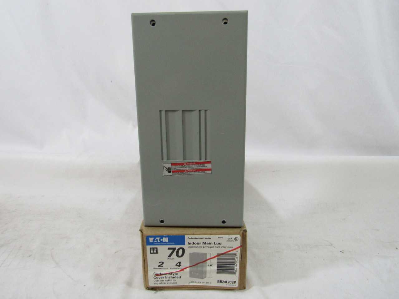 Quantity of 13 New Surplus Eaton BR24L70SP Main Lug Panel BR 4P 70A 120V 4Cir 2Sp - ELECTRICAL COMPONENTS Quantity of 13 New Surplus Eaton BR24L70SP Main Lug Panel BR 4P 70A 120V 4Cir 2Sp - ELECTRICAL COMPONENTS