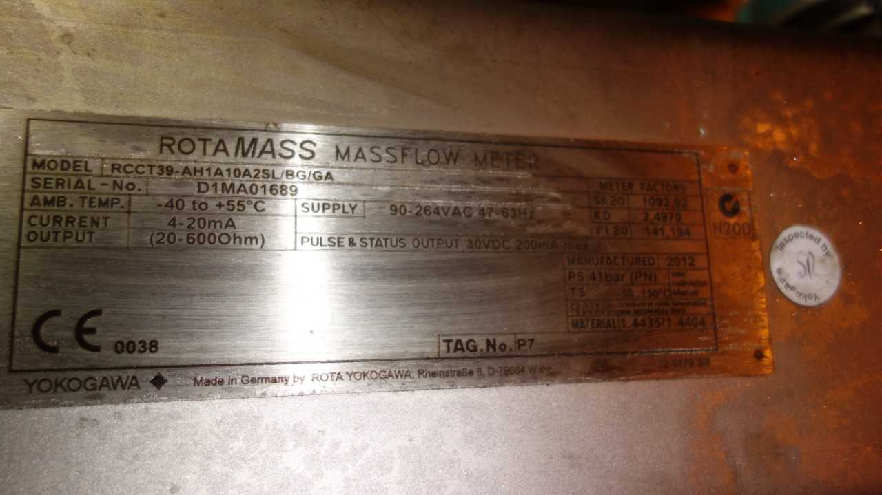 YOKOGAWA RCCT39-AH1A10A2SL/BG/GA ROTAMASS MASSFLOW METER - FLOW METER