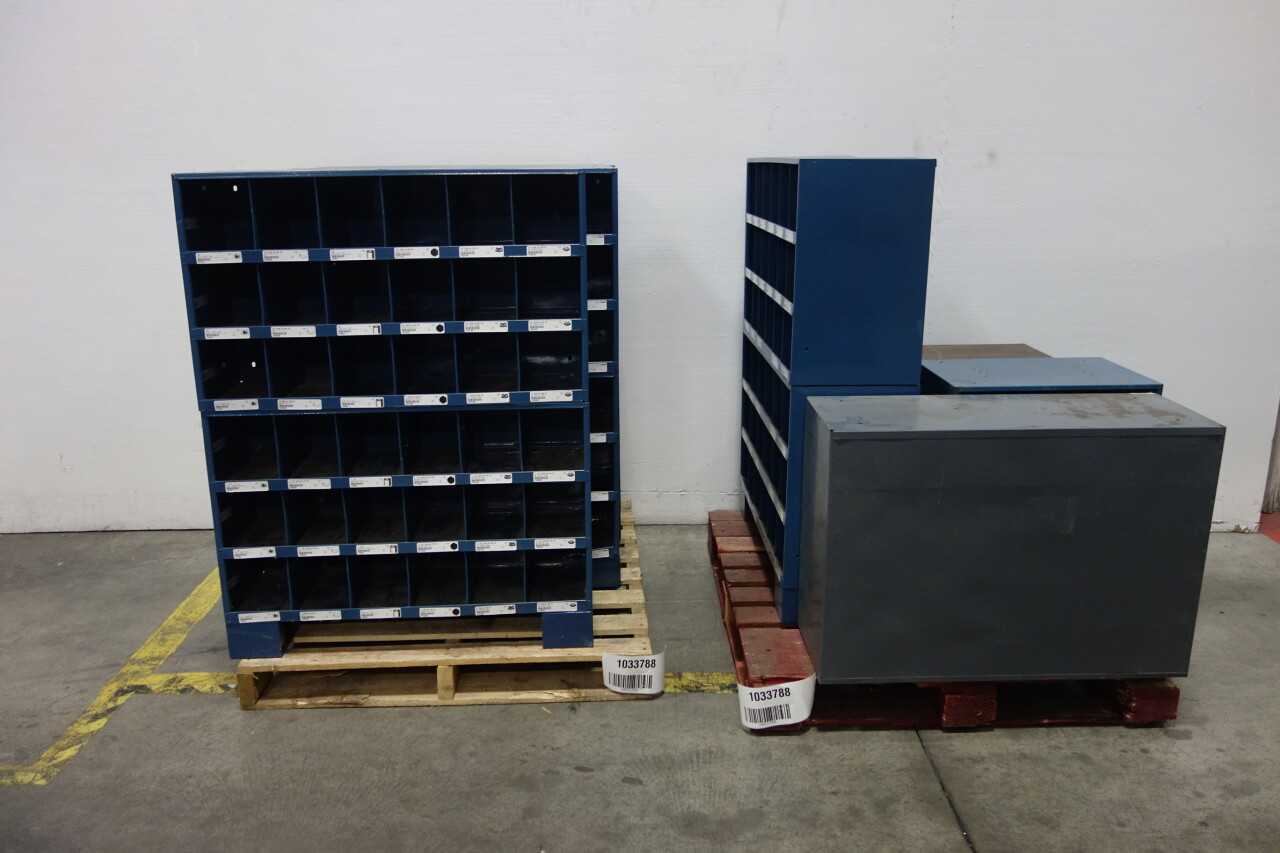 2 PALLETS OF ASSORTED STORAGE CABINETS WITH CONTENTS - MATERIAL HANDLING