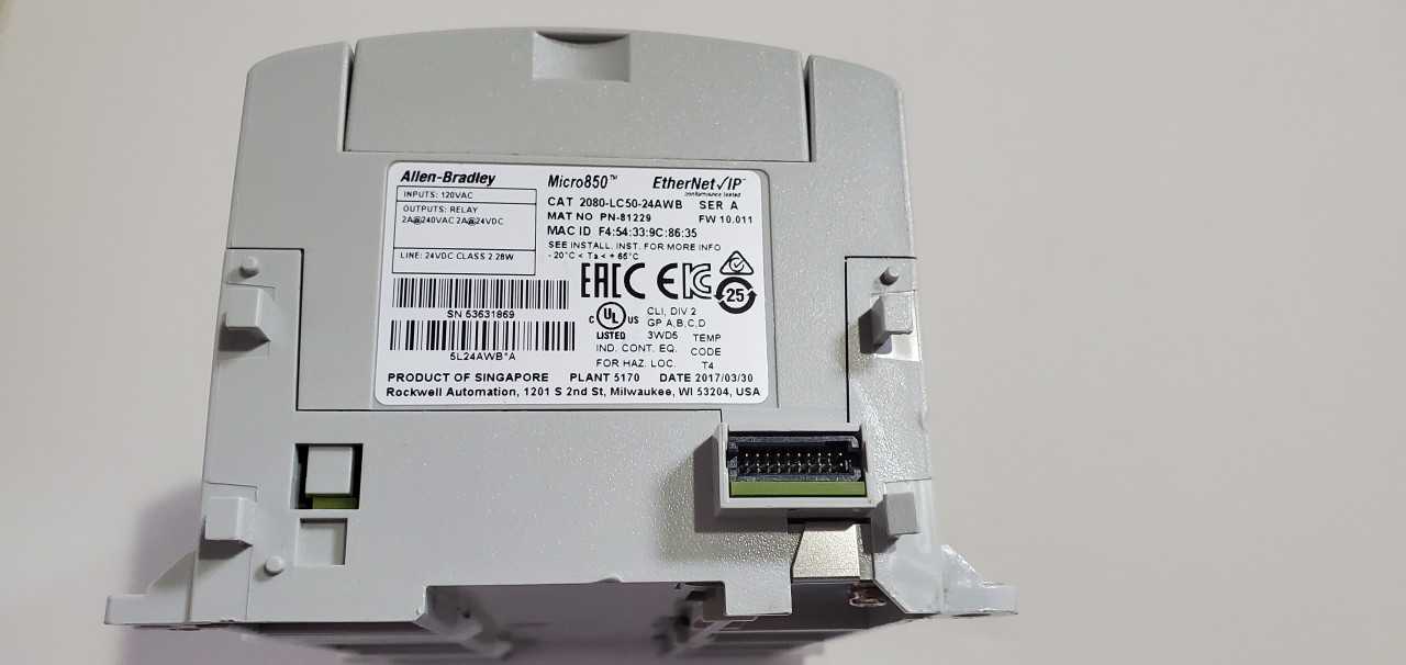 Allen Bradley Micro 850 2080-LC50-24AWB PLC - AUTOMATION & CONTROLS